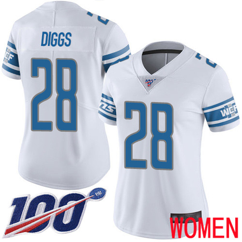 Detroit Lions Limited White Women Quandre Diggs Road Jersey NFL Football 28 100th Season Vapor Untouchable